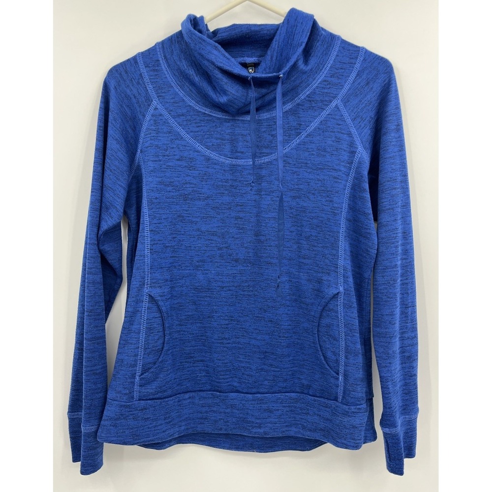 Kuhl Pullover Cowl Neck Blue Heather Pockets Thumbholes Outdoor Size Medium